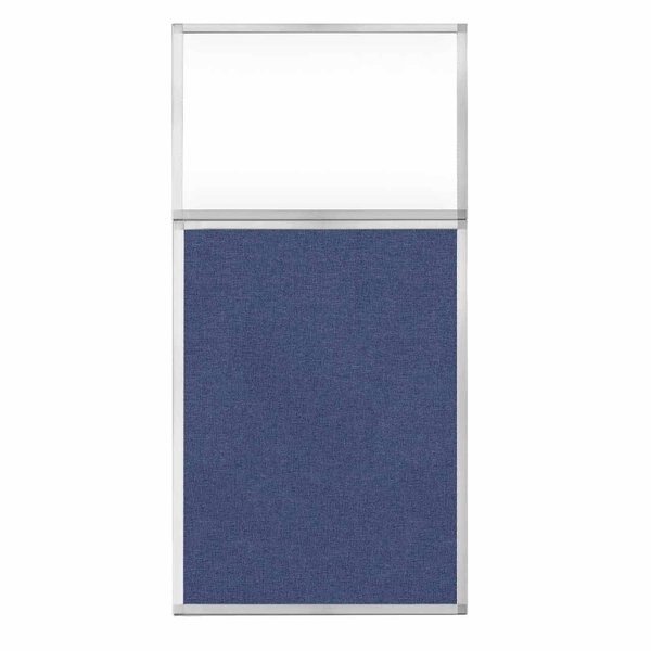 Hush Panel Configurable Cubicle Partition 3' x 6' W/ Window Cerulean Fabric Clear Window, Versare, Mfr#: 1812504-2